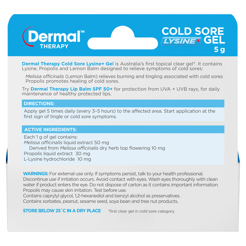 Dermal Therapy Cold Sore Lysine+ Gel 5g