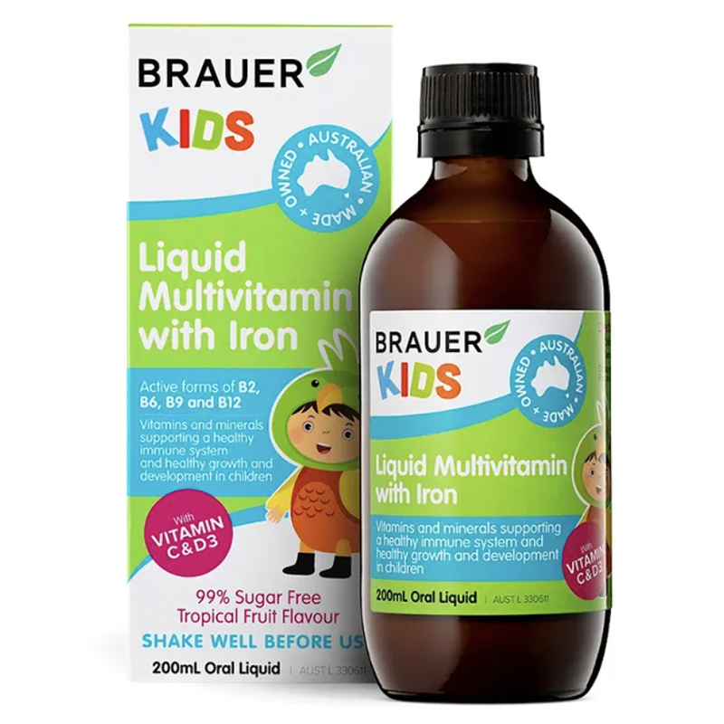 Brauer Kids Liquid Multivitamin Iron 200ml