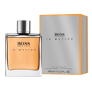 Hugo Boss In Motion perfume bottle and packaging on a white background