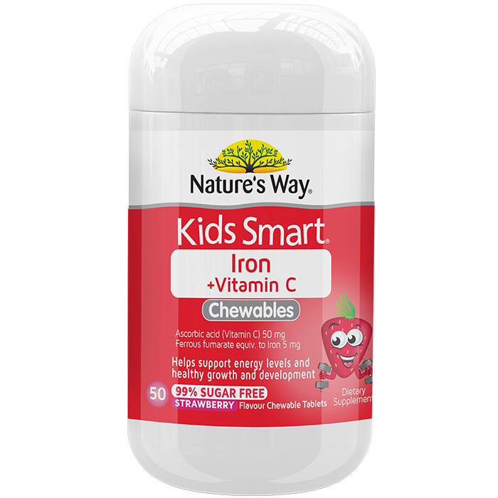 Natures Way Kids Smart Iron Chew 50S, chewables, iron, sugar free,