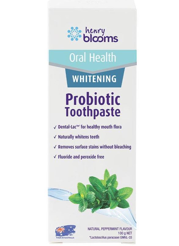 Henry Blooms Probiotic Toothpaste Peppermint - Whitening 100g