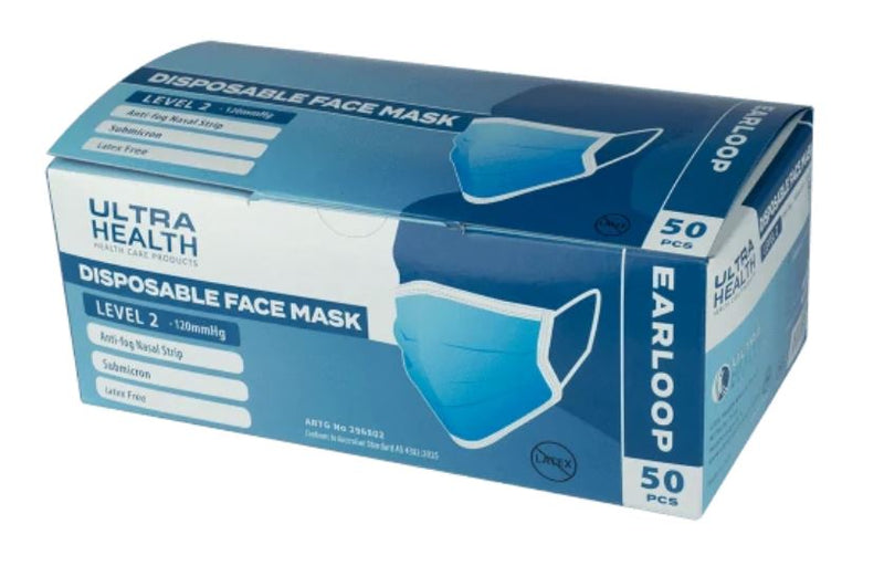 50 Face Masks Disposable Medical Surgical Grade 3 ply