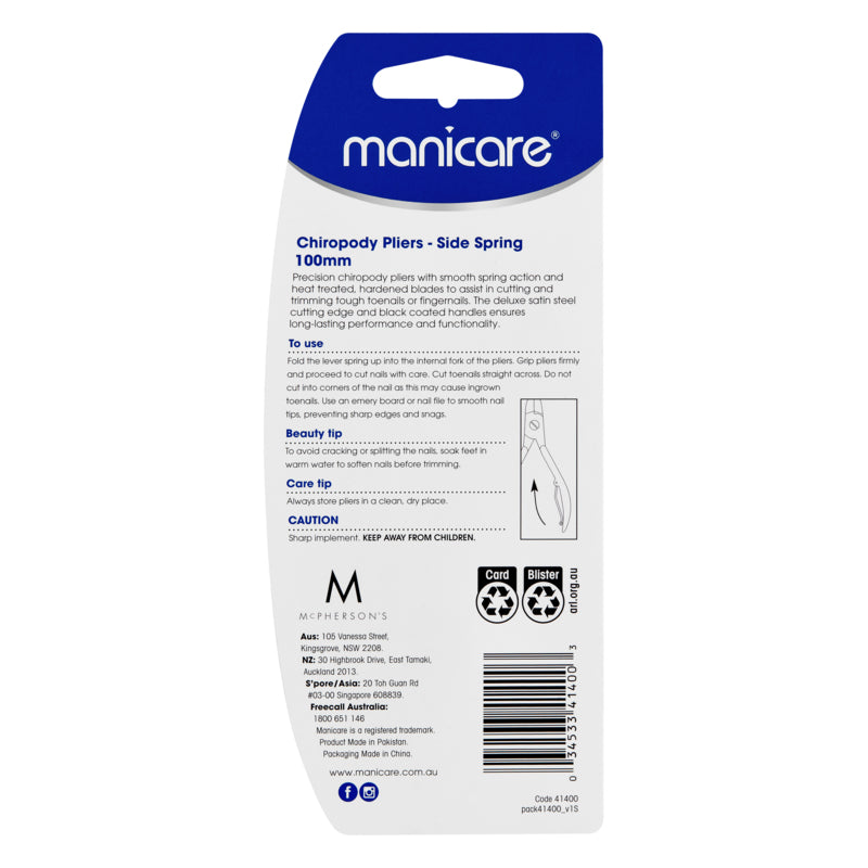 Manicare Chiropody Pliers With Side Spring 100mm