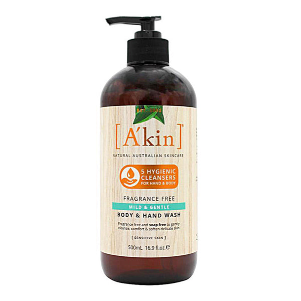 A'kin Fragrance Free Mild & Gentle Body Wash 500ml