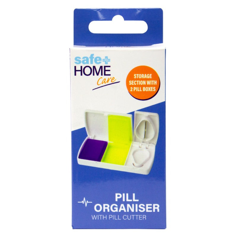 Safe Home Care 2 Compartment Pill Box With Pill Cutter