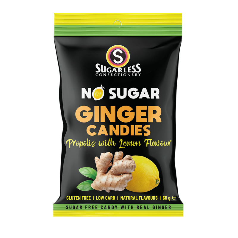 Sugarless Confectionery Propolis with Lemon flavour Ginger Candies 60g