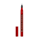 Red brow pencil with cap on a white background