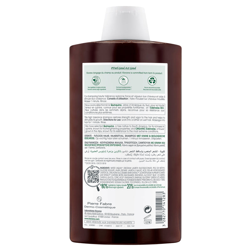 Klorane Strengthening Shampoo with Quinine and Organic Edelweiss 400ml