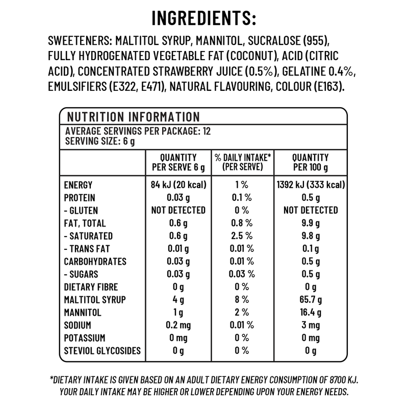 Sugarless Confectionery Strawberry Chews 70g