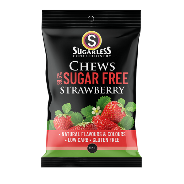 Sugarless Confectionery Strawberry Chews 70g