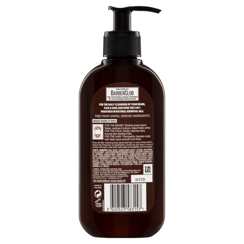 L’Oréal Paris Men Barber Club Beard, Face & Hair Wash 200ml