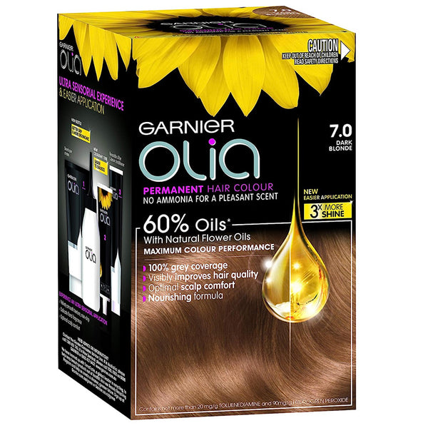 Garnier Olia Permanent Hair Colour - 7.0 Dark Blonde (Ammonia Free, Oil Based)