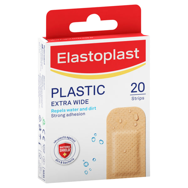 Elastoplast Water Resistant Plastic Wide Strip Plaster 20 Pack