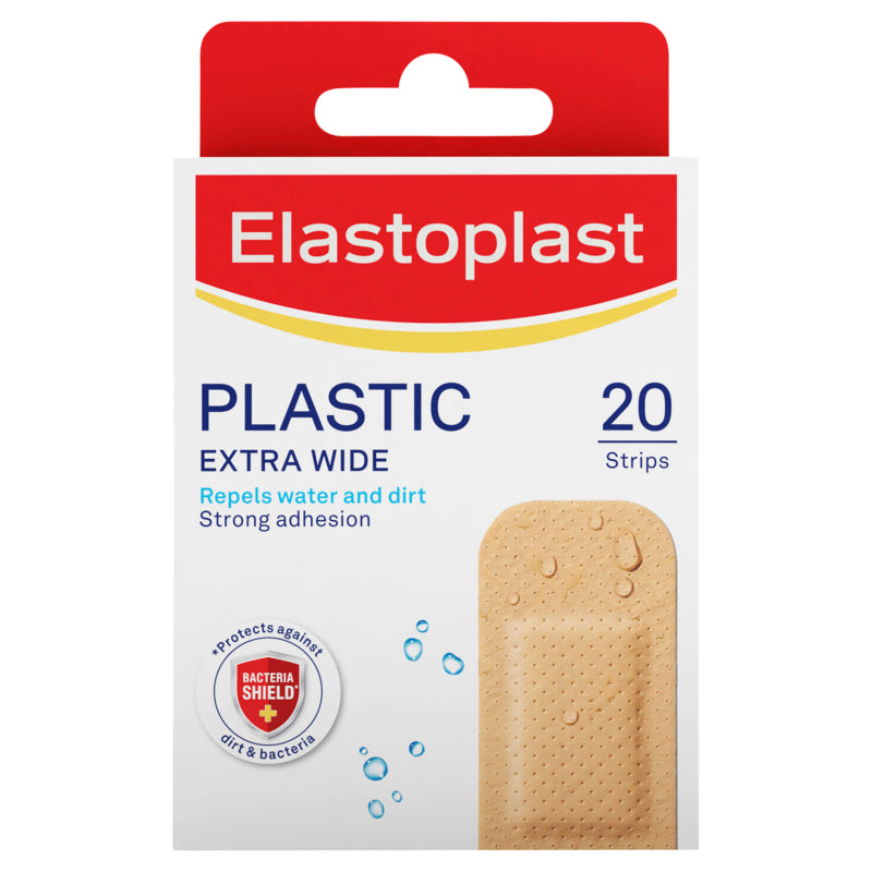 Elastoplast Water Resistant Plastic Wide Strip Plaster 20 Pack