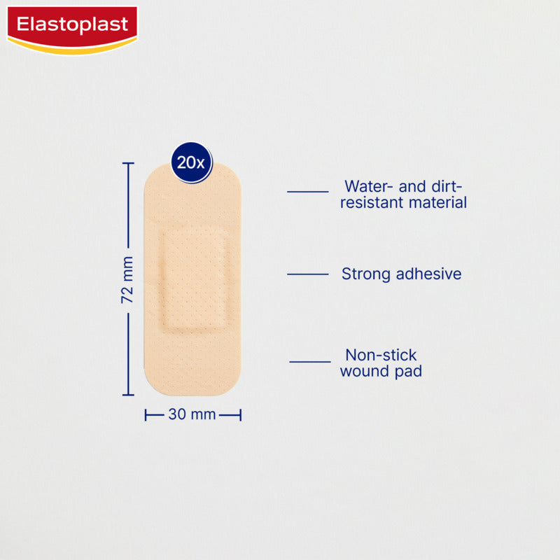 Elastoplast Water Resistant Plastic Wide Strip Plaster 20 Pack