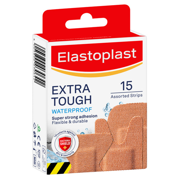 Elastoplast Extra Tough Waterproof Plaster Assorted 15 Pack