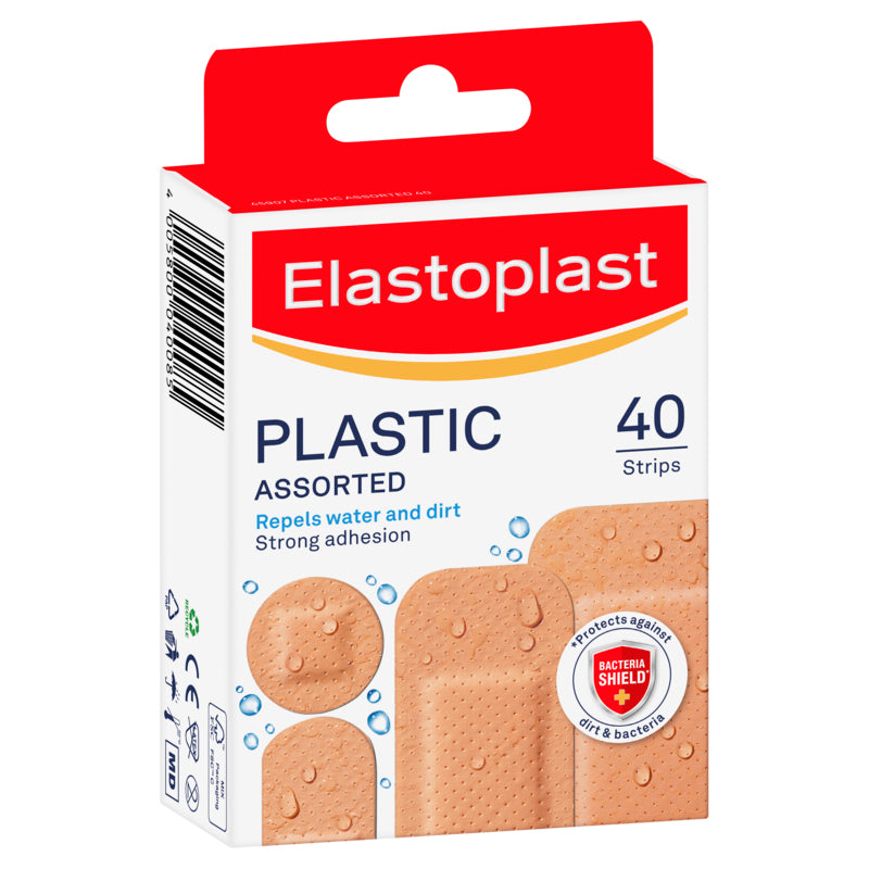 Elastoplast Water Resistant Plastic Plaster Assorted 40 Pack