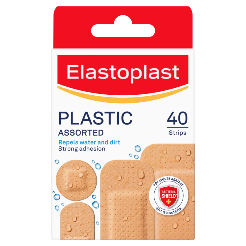 Elastoplast Water Resistant Plastic Plaster Assorted 40 Pack