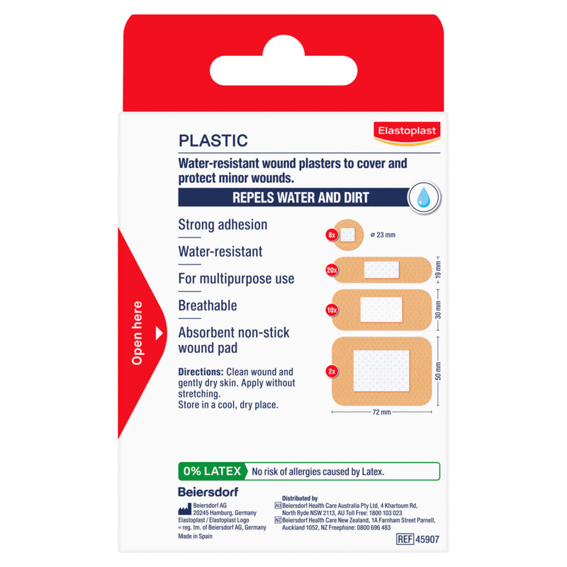 Elastoplast Water Resistant Plastic Plaster Assorted 40 Pack