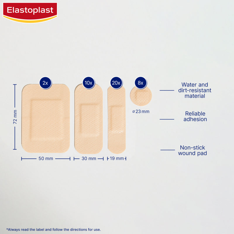 Elastoplast Water Resistant Plastic Plaster Assorted 40 Pack