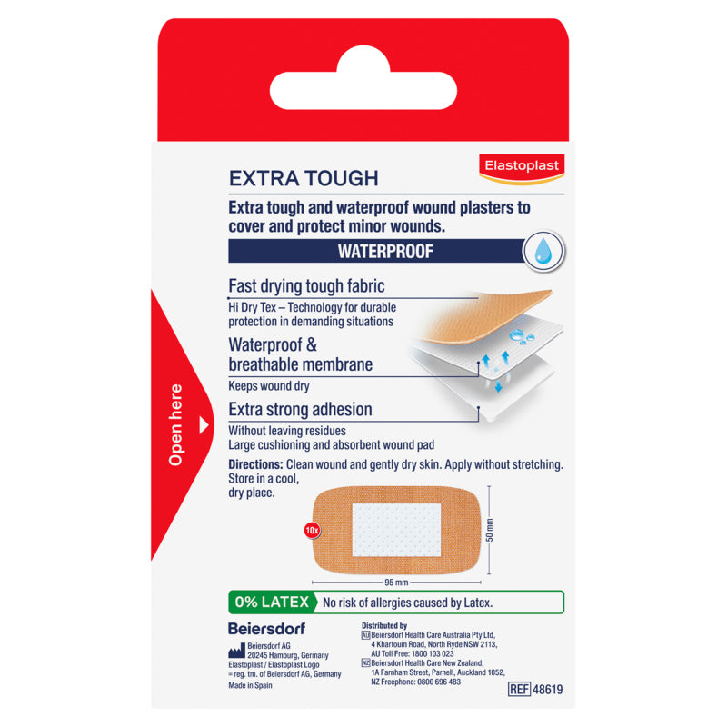 Elastoplast Extra Tough XL Waterproof Plaster 10 Pack