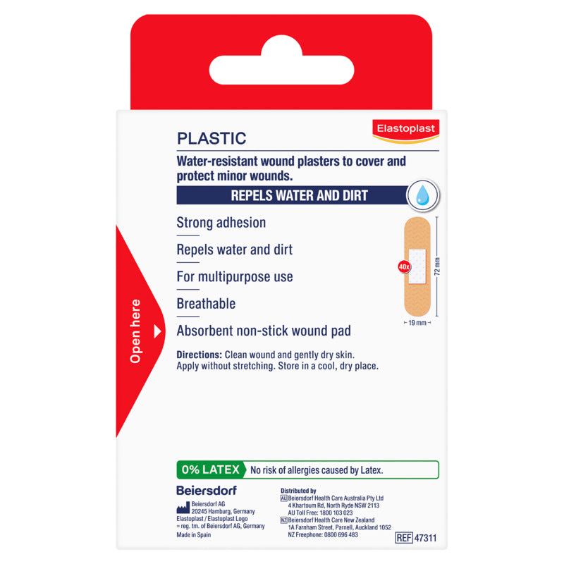 Elastoplast Water Resistant Plastic Plaster 40 Pack