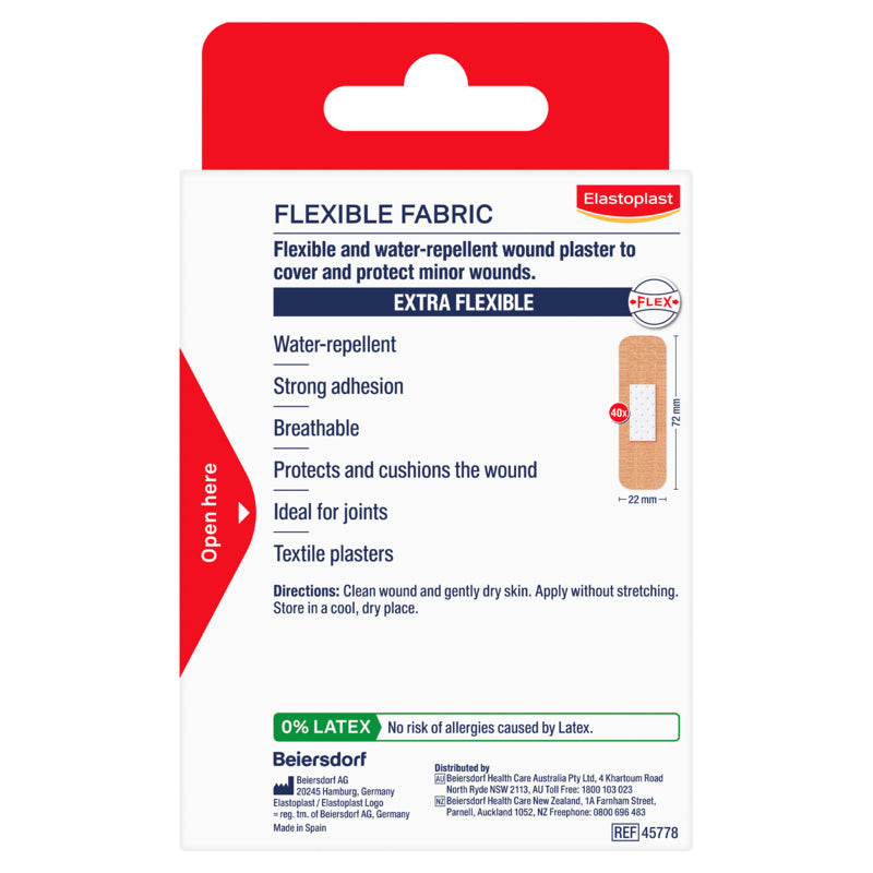 Elastoplast Flexible Fabric Wound Dressing Plaster 40 Pack