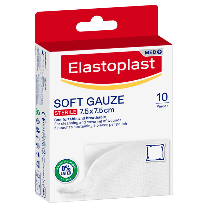 Elastoplast Soft Gauze 7.5cm x 7.5cm 10 Pack