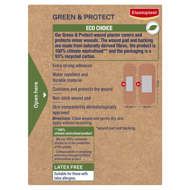 Elastoplast Green & Protect Wound Plaster 20 Pack