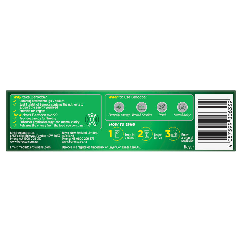 Berocca Energy Vitamin B & C Orange Flavour Effervescent Tablets 15 Pack