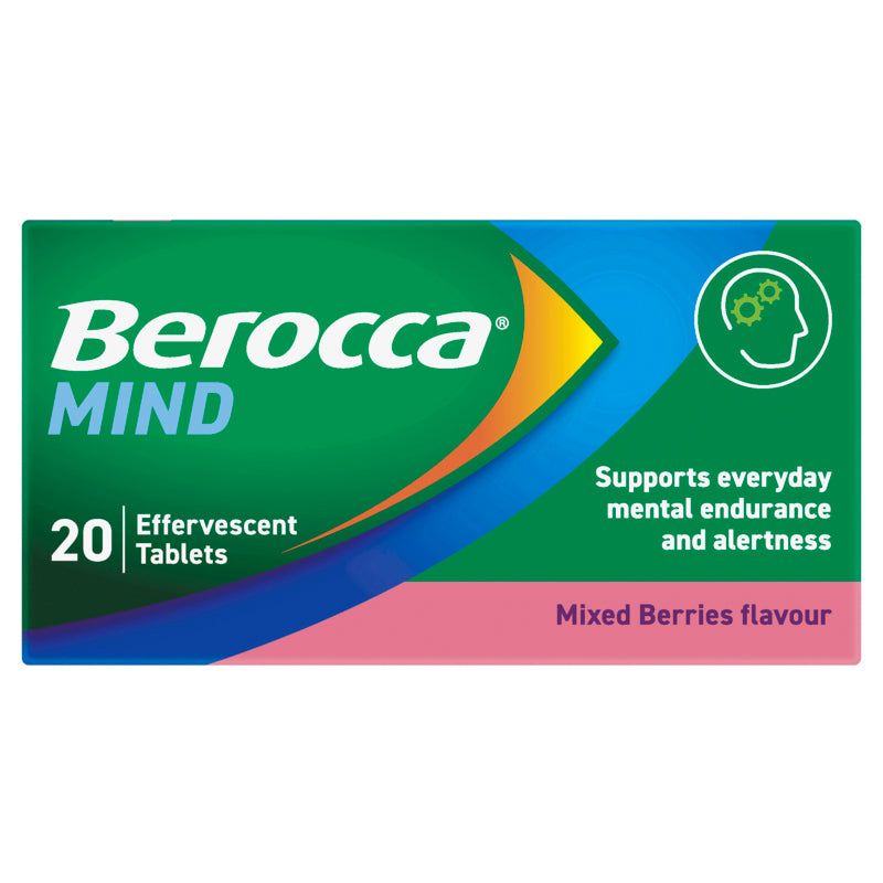 Berocca Mind Mixed Berries Effervescent Tablets, Vitamin B & C and Extract of Spanish Sage 20 Pack