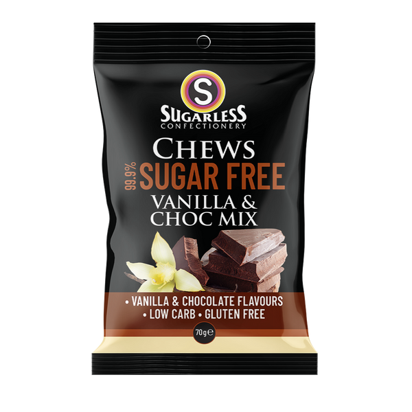 Sugarless Confectionery Vanilla & Choc Mix Chews 70g