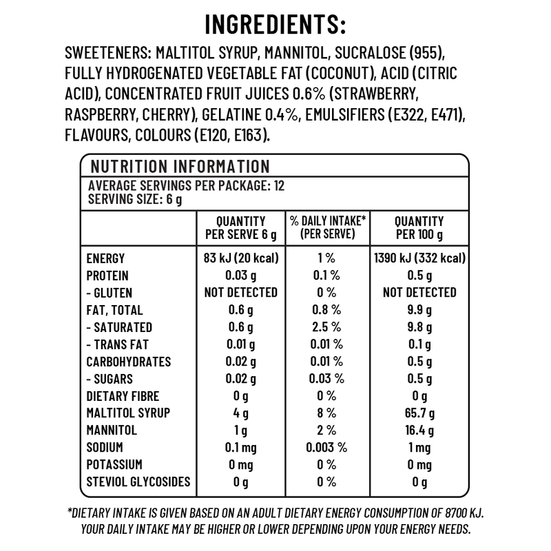 Sugarless Confectionery Berry Mix Chews 70g