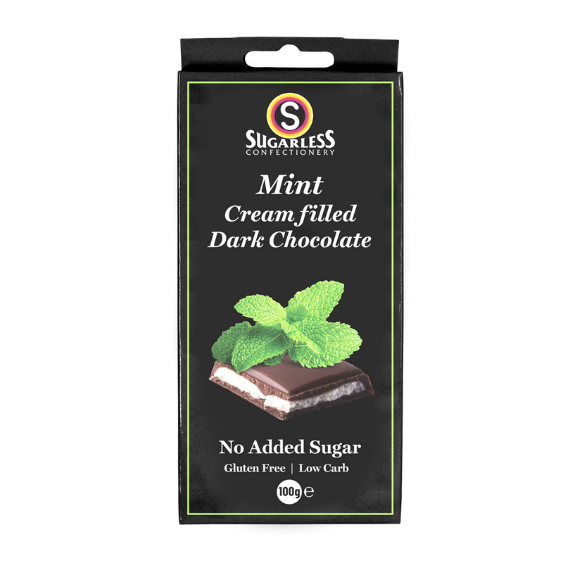 Sugarless Confectionery Mint flavoured Cream Filled Dark Chocolate 100g