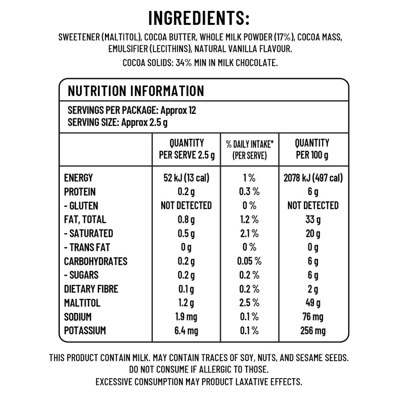 Sugarless Confectionery Country Milk Chocolate 30g