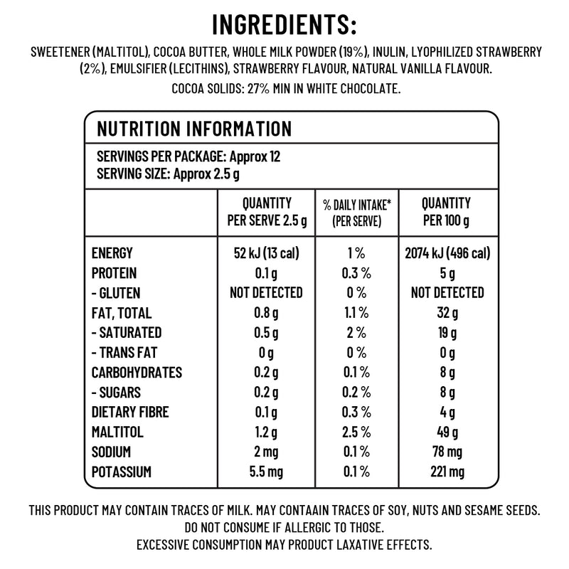 Sugarless Confectionery White Chocolate & Strawberries 30g