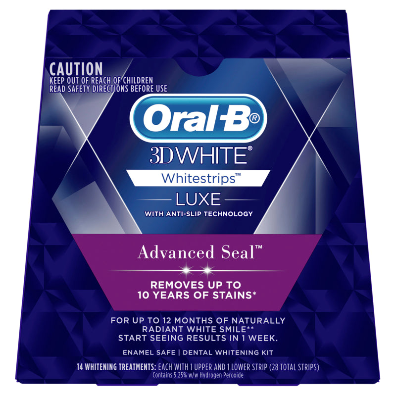 Oral B 3DWhite Luxe Whitestrips Advance Seal 14 Whitening Treatments