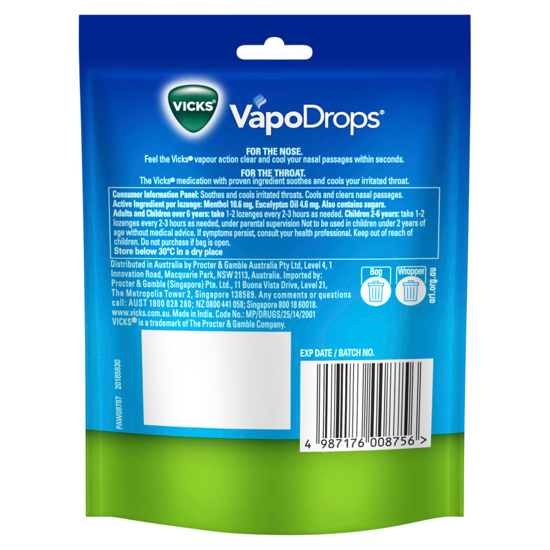 Vicks VapoDrops Original Menthol 24 Lozenges