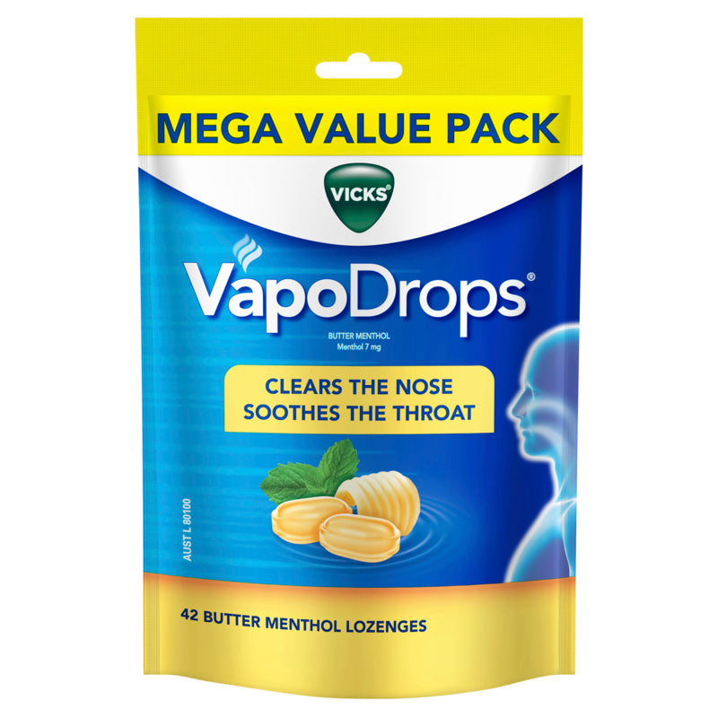 Vicks VapoDrops Butter Menthol 42 Lozenges