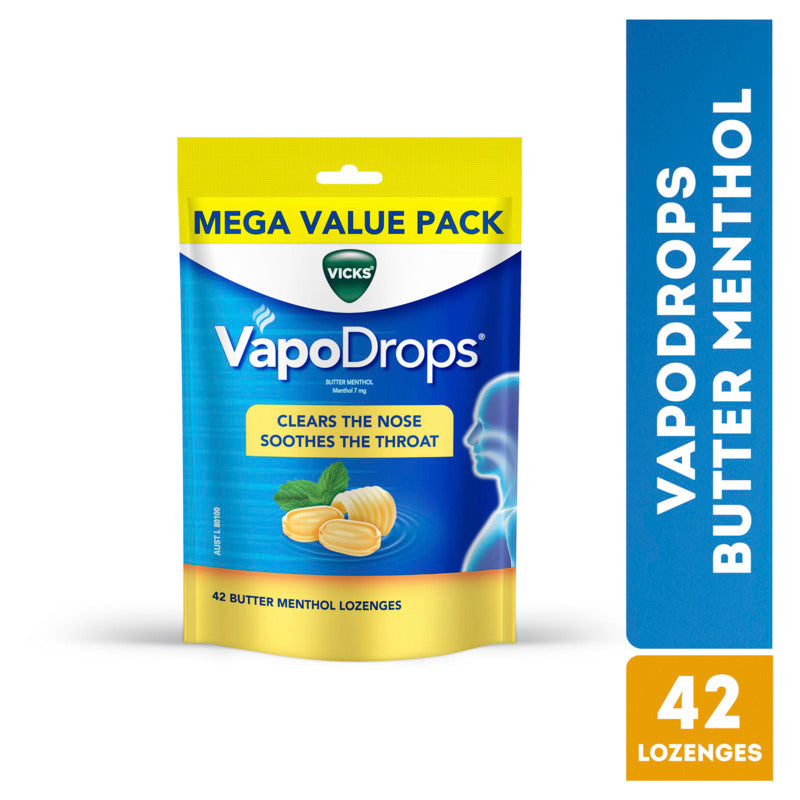 Vicks VapoDrops Butter Menthol 42 Lozenges