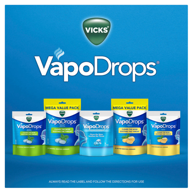 Vicks VapoDrops Butter Menthol 42 Lozenges