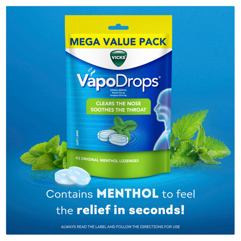 Vicks VapoDrops Original Menthol 42 Lozenges