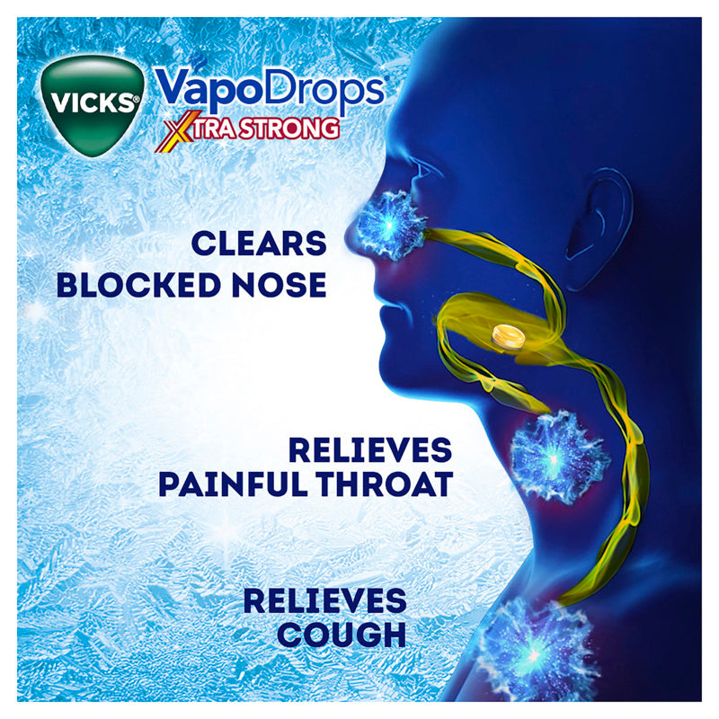 Vicks VapoDrops Xtra Strong Lemon Menthol Blast 16 Lozenges