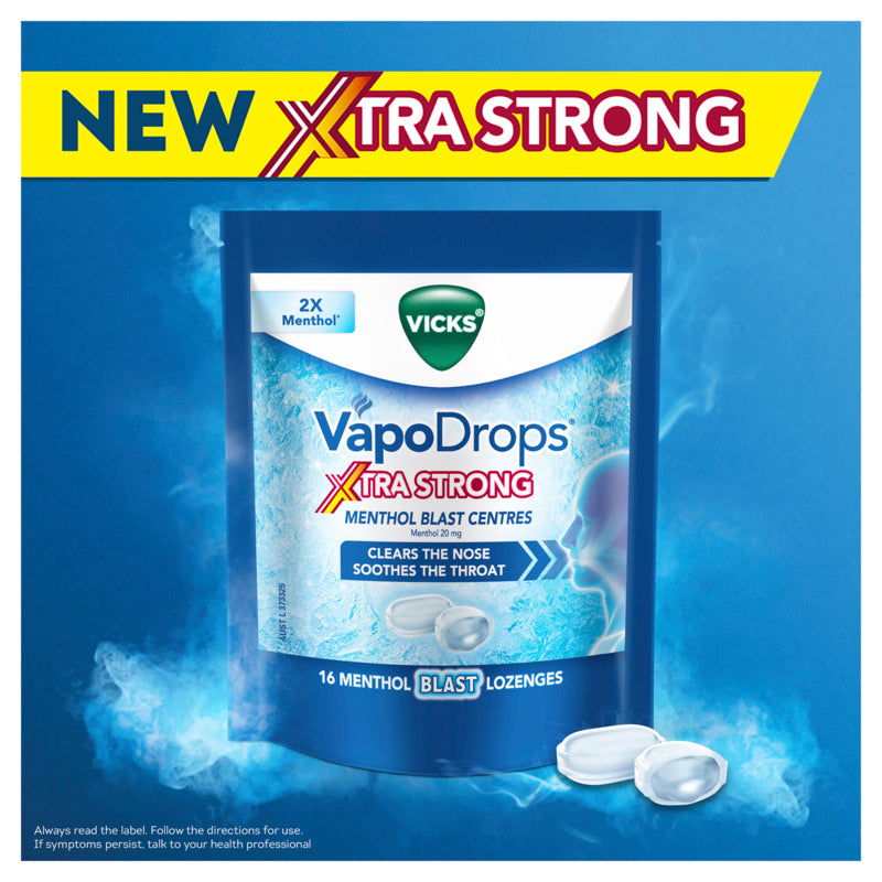 Vicks VapoDrops Xtra Strong 16 Menthol Blast Lozenges