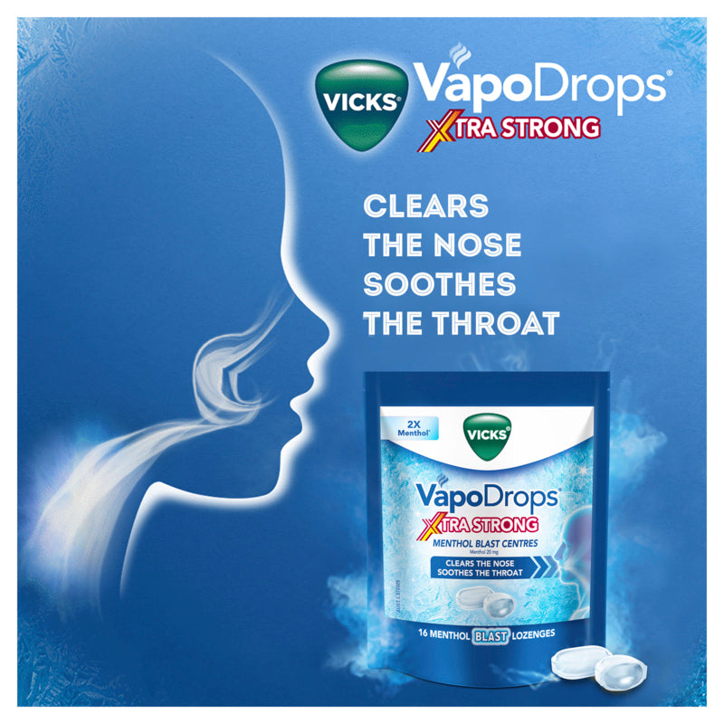 Vicks VapoDrops Xtra Strong 16 Menthol Blast Lozenges