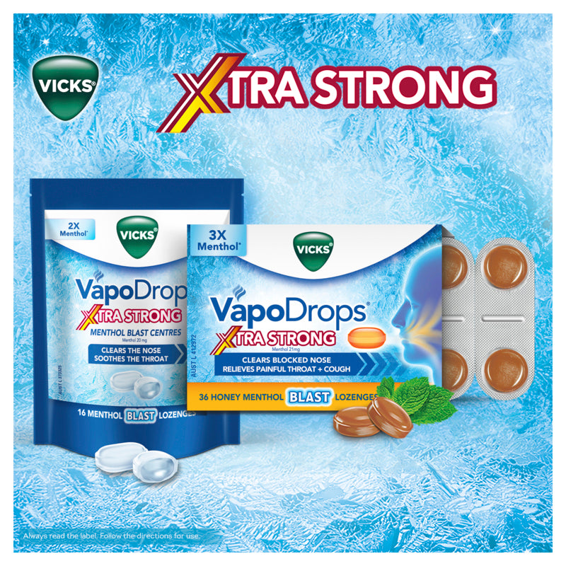 Vicks VapoDrops Xtra Strong 16 Menthol Blast Lozenges