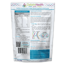 Back of a GelatinHealth Premium Hydrolysed Beef Collagen Peptide Superfood to Muscle Build bag, showing nutrition facts, ingredients, and usage information on a white background.