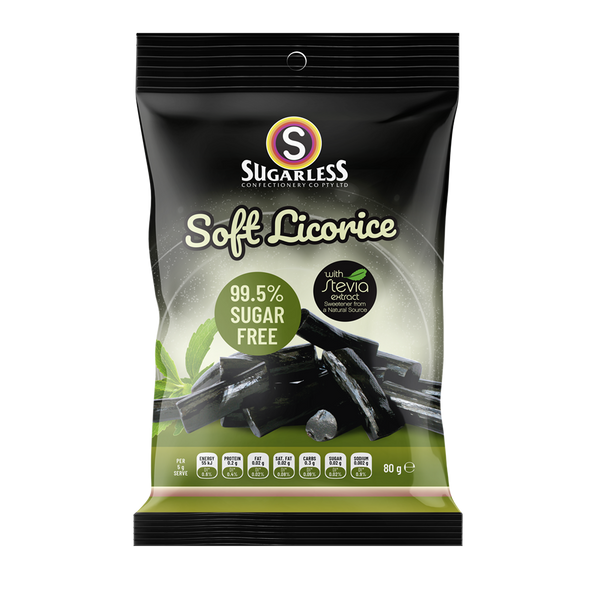 Sugarless Confectionery Soft Black Licorice 80g