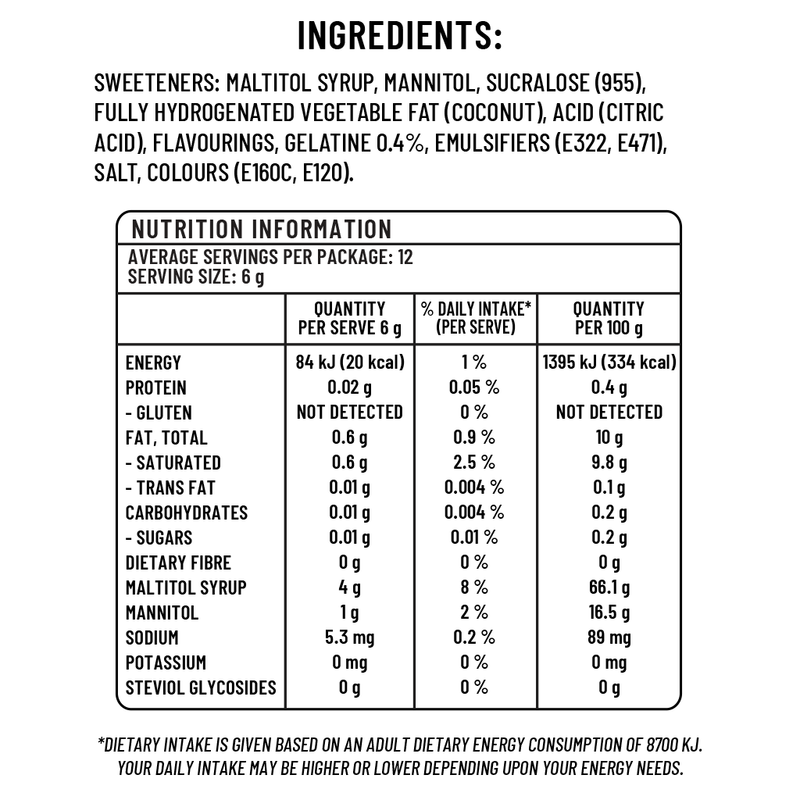 Sugarless Confectionery Fruit & Cream Chews 70g