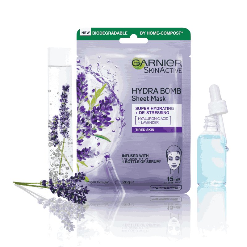 Garnier Skin Active Hydra Bomb Hyaluronic Acid + Lavender De-Stressing Sheet Mask